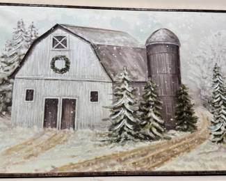 Framed Christmas Barn Art