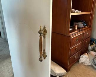 Vintage Wood and Brass Armoire or Wardrobe
