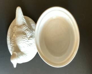 White Ceramic Pheasant Covered Dish second image