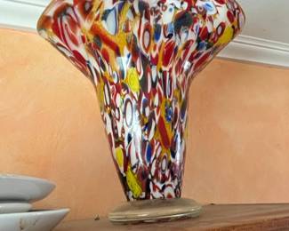 Murano Millefiori Glass Vase Fazzoletto Shape
