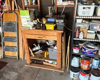 Assorted Paint Cans and Workshop Items