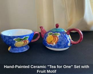 HandPainted Ceramic Tea for One Set with Fruit Motif