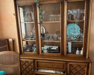 MidCentury Broyhill Premier China Cabinet with Lattice Doors