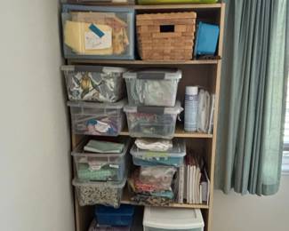 Crafting Storage Shelf Unit with Assorted Bins and Containers