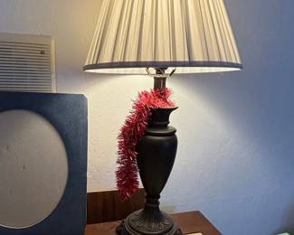 Dark Bronze Urn Table Lamp with Pleated Shade and Acanthus Leaf Details