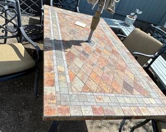 Mosaic Top Outdoor Dining Table with Chairs