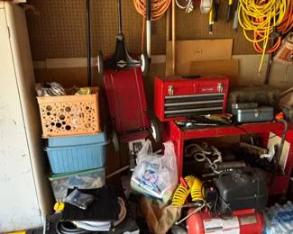 Craftsman Red Rolling Tool Chest with Air Compressor and Extension Cords