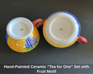 HandPainted Ceramic Tea for One Set with Fruit Motif second image