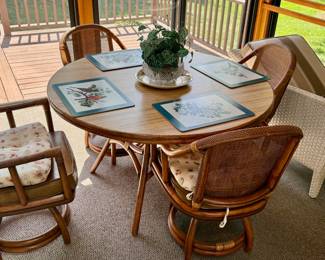 Rattan, Bamboo Dining Table $ Swivel Chairs