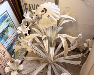 Beautiful French toleware metal flower style hanging chandelier