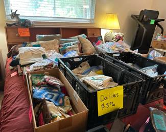 BED SET - BOXES OF SMALL ITEMS LIKE POCKET KNIVES