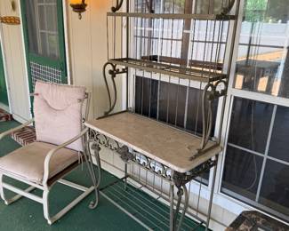 Baker's Rack - iron and stone outdoor pieces