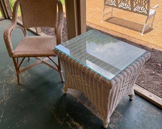Wicker table and chair