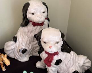 Pair of Staffordshire Style Spaniel Dog Figurines with Scarves
