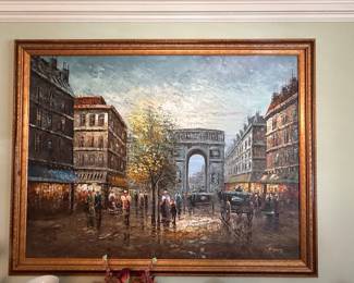 Parisian Street Scene Painting by R. Young, in the style of Caroline Burnett