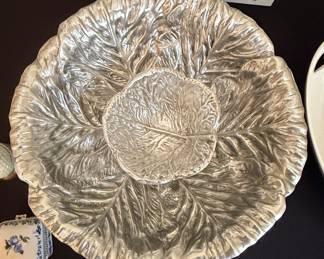 Wilton Armetale Pewter Cabbage Leaf Serving Dish with Small Bowl