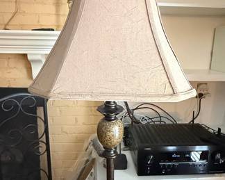 Traditional Floor Lamp with Decorative Stem Accent and Fabric Shade