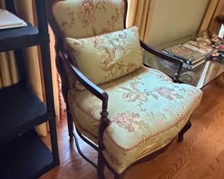 Louis XV Style Bergere Armchair with Floral Upholstery