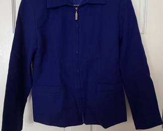 Savannah Vintage Royal Blue 100% Wool Zipper Jacket Blazer M