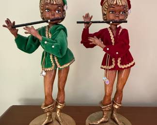 Pair of Vintage Tilso Flute Player Figurines