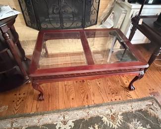 Chippendale Style Mahogany Coffee Table with Glass Top