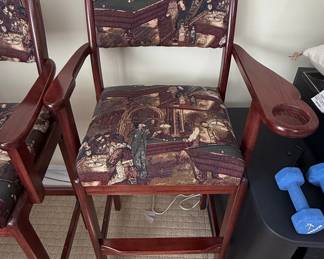 Hathaway Cambridge Spectator Chairs with Billiard Scene Tapestry Upholstery