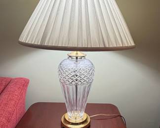 Reading PA Crystal Table Lamp with Brass Base and Pleated Shade