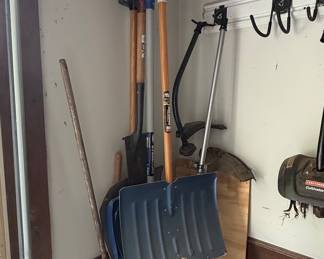 Assorted Garden and Snow Tools with Craftsman Cultivator Attachment
