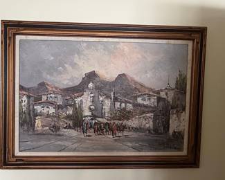 Oil Painting of Spanish Village Scene by Pablo Espana