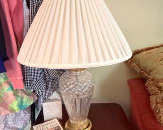 Reading PA Crystal Table Lamp with Brass Base and Pleated Shade