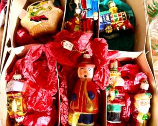 Holiday items fill the basement