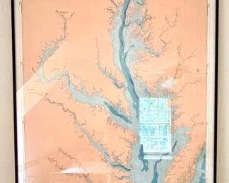 Giant framed Chesapeake Map