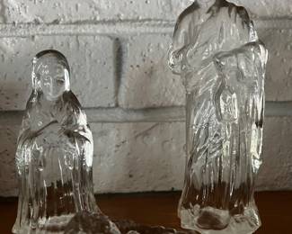 Crystal nativity with Mary, Joseph and baby Jesus 