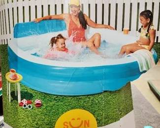 Family Lounger Pool with Bench Pool Lounger - Sun Squad Blue