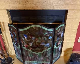 Handmade and designed glass fireplace screen