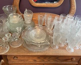 Iris Herringbone depression glass