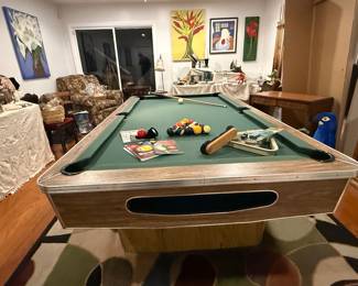 Vintage Pool Table 1960's, all accessories included