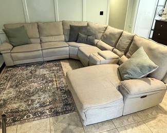 LARGE, WONDERFUL RECLINING SECTIONAL & AREA RUG