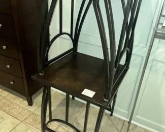 PAIR OF IRON END TABLES