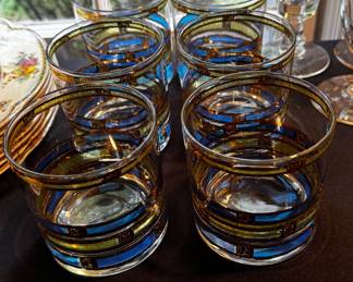 Culver Blue Empress Lowball Glasses