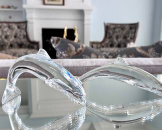Baccarat Glass Dolphins