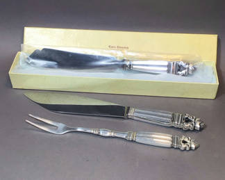 Lot 114: Georg Jensen Acorn Hostess Flatware