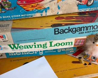 vintage game and weaving loom 