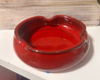 Owens pottery red ashtray