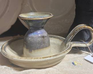 Pottery finger hold candle holder