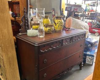Vintage Mahogany Dresser with Detachable Mirror