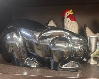 Mikasa Art Deco Revival glossy black porcelain rabbit