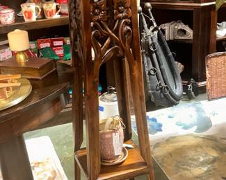 Art Nouveau carved floral plant stand