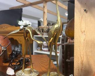Pair of mid-century modern brass cranes