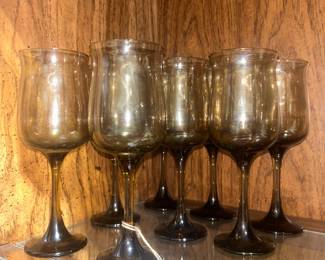 Vintage Libbey "Tawny" brown tulip wine goblets